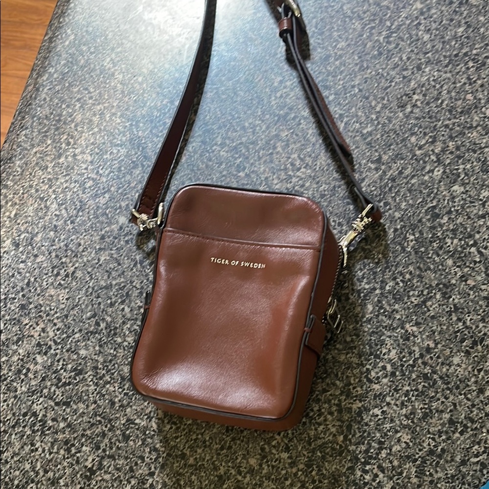 Tiger of Sweden Brown Leather Messenger Bag